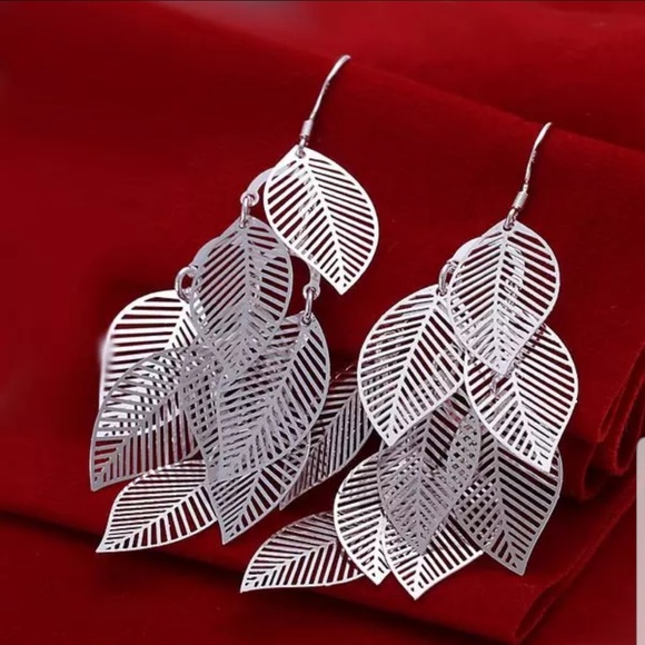 ❤💎Sterling silver leaves tassel earrings - Picture 4 of 5